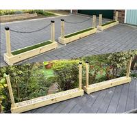 Chain Barrier Divider Border Fence for Driveway & Gardens - Decking Wooden (100cm Long - 61cm Post, Comes Empty (Lowered Shelf for More Weight))