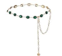 Chain Belt for Women Gold Metal Waist Chain Adjustable Vintage Waist Link Belts Chain Belts for Dress, Green, One Size