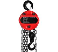 Steinberg Systems Steel Chain Block Hand Chain Hoist Block and Tackle Manual Lifting Heavy Load Heavy Duty 2000kg 3m SBS-FZ 2000/3M (2 G80 Chains, 2 Hooks, Chain Link ⌀ 6mm, Lifting Force 314N)