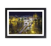 Chain Bridge in Budapest Hungary in Abstract Framed Print | A2 Black Framed Wall Art | Ready to Hang | Abstract Cityscape Picture | Living Room Bedroom Lounge Office