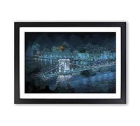 Chain Bridge in Budapest in Abstract Framed Print | A2 Black Framed Wall Art | Ready to Hang | Abstract Cityscape Picture | Living Room Bedroom Lounge Office