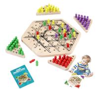 Chain Chess - Wooden Triangle Board Game | Rubber Band Chess Set For Kids, Parent-Child Play, 2-4 Players, Durable Sturdy Educational Toy For Kindergarten & Family Fun