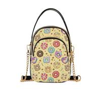 Chain Crossbody Bags for Women, Donut Pattern Fabric Quilted Shoulder Crossbody Handbags Travel Cross Body Cell Phone Purses Bags