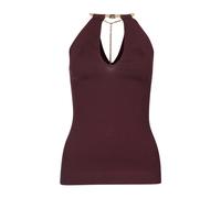 Chain-detail Halterneck Top- female- Elisabetta Franchi- Sleeveless Tops- Brown- M- Tops M