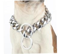 Chain Dog Collar 22 Inch Length Hollow out Choker Collar for Dogs Funny DIY Silver Dog Chain Stainless Steel Collars for Large Dogs Pet Lovers Gifts
