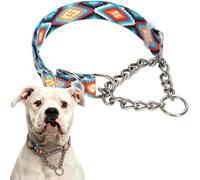 Chain Dog Collar, Heavy Duty Martingale Collar For Dogs Chew Proof, Adjustable For Training, Walking With Stainless Steel for Medium Large Breed Dogs