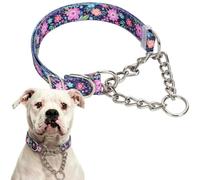 Chain Dog Collar, Heavy Duty Martingale Collar For Dogs Chew Proof, Adjustable For Training, Walking With Stainless Steel for Medium Large Breed Dogs