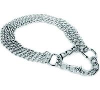 Chain Dog Collar Strong Chrome 2 & 3 Rows Slip Semi-Check Strong Half Check Dog Choker Chain Training Collar (3 Rows, 75cm (29.5in))