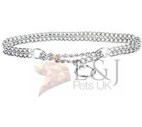 Chain Dog Collar Strong Chrome 2 & 3 Rows Slip Semi-Check Strong Half Check Dog Choker Chain Training Collar (2 Rows, 55cm (21.5in))