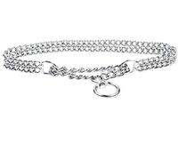 Chain Dog Collar Strong Chrome 2 & 3 Rows Slip Semi-Check Strong Half Check Dog Choker Chain Training Collar (2 Rows, 70cm (27.5in))