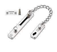 Chain Door Guard Lock,Door Chain Locks with Safety Spring Anti-Theft Press Latch for Inside Doors No-Drill(Silver)