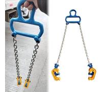 Chain Drum Lifter, 2000 lbs Capacity Heavy Duty Double Leg Barrel Lifting Clamp, Industrial Hoist Rigging Grabber for Steel Barrel Handling