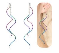 Chain Earrings For Women Dangling Spiral Threader Earring Drop,Suitable For Gift Giving, Perfect For Your Birthday Party, Christmas, Gift Giving., 317 Steel, No Gemstone