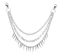 Chain For Pants, Mabor Layered Pants Chain Silver Goth Biker Wallet Chains Punk Rivet Tassel Jeans Accessories for Women and Men(1 Pcs)