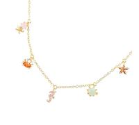 Chain Gold Rhinestone Real Brass and Plating with Octopus to Delicate Beach Style Clavicle Necklace Pendant, Safe Wear and Impeccable Craftsmanship for Women Dancing Parties