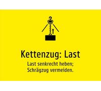 Chain Hoist: Load - Lift Load Vertically; Avoid Oblique Pull. - Sticker A3: 420 x 297 mm - With Graphic and Text