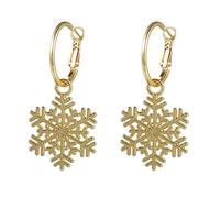 Chain Hoop Earrings Earrings Contracted Hollow Out Christmas Snowflake Earrings For Christmas Earrings Female (1-Gold, One Size)