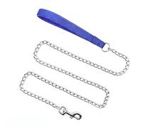 Chain Leashes for Large Dogs, Metal Chain Dog Lead Durable Strong Chew Proof Dog Leashes for Small Medium Large Breed Pet Dogs, 4.0mm * 4ft Blue Handle