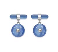 Chain Link Baby Blue Cat's Eye Cufflinks for Men - Onyx Art CE23 Premium Blue Cat's Eye Cuff Links, Formal Shirt Accessories for Business Professionals & Formal Wear