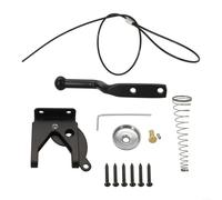 Chain Link Fence Self-Locking Latch with Rope - Spring-Loaded Auto-Pull Gate Lock for Wooden or Metal Garden Fencing, Black, 12 x 8.7 x 3.6 cm