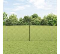 Chain Link Fence with 20 U Posts Grey 1.5x10 m Steel Berkfield Home Grey One Size