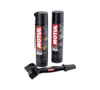 Chain Lubricating Cleaner Kit - Motul C4 400 ml + C1 400 ml + Chain Cleaning Brush