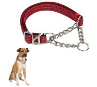 chain martingale collar for dogs，Stainless Steel, No Pull Slip Cinch Choker Choke Collar Training Escape Proof Heavy Duty Dog Collar for Small Medium Large Pet Boy Male Dogs,Red XL