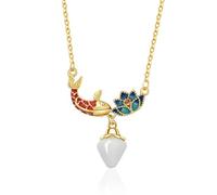 Chain Men Women Jewellery Koi Lotus Pendant Vintage Ethnic Style Necklace 金色