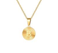 Chain Men Women Jewellery Round Plate Letter A-Z Pendant Necklace For Women B