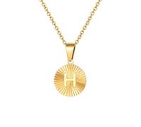 Chain Men Women Jewellery Round Plate Letter A-Z Pendant Necklace For Women H