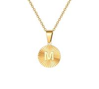 Chain Men Women Jewellery Round Plate Letter A-Z Pendant Necklace For Women M
