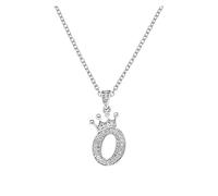 Chain Necklace Crown 26 English Letters Full Diamond Pendant Necklace for Women Crown Rhinestone Necklaces A Z 26 Alphabet Initial Necklaces for Teen Girls Jewelry (12-O, One Size)