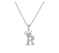 Chain Necklace Crown 26 English Letters Full Diamond Pendant Necklace for Women Crown Rhinestone Necklaces A Z 26 Alphabet Initial Necklaces for Teen Girls Jewelry (12-R, One Size)