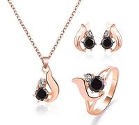 Chain Necklace with Name Drop Necklace Set Earring Ring Three-Piece Temperament Elegant The Rings 18 in Chain Women (As Shown, One Size)