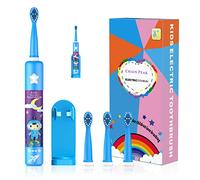 CHAIN PEAK Musical Kids Sonic Electric Toothbrush, Rechargeable Smart Cartoon Toothbrush for Children Toddlers for Age 3-12 with 2- MinTimer, 3 Modes, 4 Bristles,34000 Pulses (Blue Astronaut)
