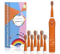CHAIN PEAK Tiger Toothbrush, Kids Sonic Electric Toothbrush for Children, Toddlers Boys Girls Age 3-12 with 30s Reminder, 2 Mins Timer, 6 Modes, 8 Brush Heads, Rechargeable, Wall-Mounted Holder