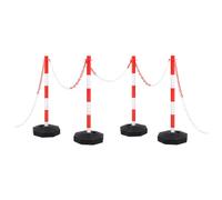 Chain Post Set 4x PE Posts Red/White/Black 90cm with 10m Plastic ChainInclBases