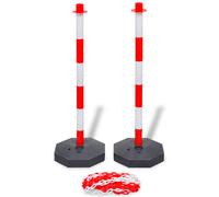 Chain Post Set 90cm PE Posts Red White Black Plastic 10m Chain, 4 Posts Fillable
