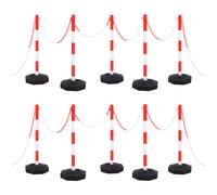 Chain Post Set Red/White/Black PE Plastic 90cm Posts 10m Chain 4pcs FillableBase