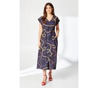 Chain Print Belted Midi Dress Principles Navy 12