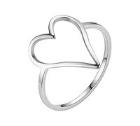 Chain Rings Ring Female Plain Ring Never Lose Color Cut Ring Heart Shape Ring 2 Rings Bit, 10, Metal, No Gemstone