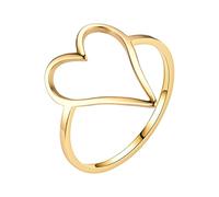 Chain Rings Ring Female Plain Ring Never Lose Color Cut Ring Heart Shape Ring 2 Rings Bit, 7, Metal, No Gemstone