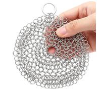 Chain Scrubber Cast Iron, Stainless Steel Mesh , Heavy Duty Pan Scrubber , Cookware Cleaning Chain , Frying Pan Skillet , Dutch Oven , BBQ Grill Cleaning Too Scourers & Sponges