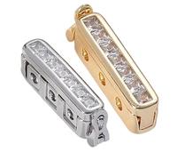 Chain Shortener, 3 Rows Necklace Shortener, 2pcs Chain Length Adjuster with Cubic Zirconia, Fits Chains Up to 2.2mm Wide, for Cable Snake Rope Chains, Elevated Luxury, Not Easy to Fade