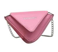 Chain Sling Bag for Women - Leather Sling Bag | Slip Hobo | Triangle Shaped Small Purse | Elegant PU Shoulder Bag for Mobile Phone, P, Pink, Fare riferimento alla descrizione
