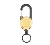 Chain Slings 1pcs Heavy Duty Retractable Pull Badges Carabiner Key Chain Steel Wire Rope Buckle Key Holder Outdoor lifting chains(Khaki)