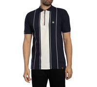 Chain Stitch Zip Pique Polo Shirt Navy M