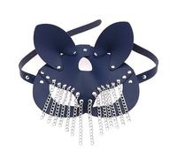 Chain Tassels Leather Costume Cosplay Halloween Mysterious Half Face Punk for Carnival Night Club for Adults