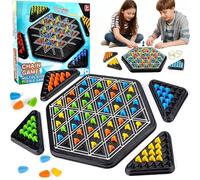 Chain Triangle Chess Game, Triangle Chain Strategy Board Game, Triggle Game, Triggle Rubber Elastic Band Board Games for Kids & Adults Multiplayer Triangle Board Game for Family Night, Family Games