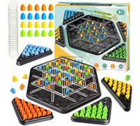 Chain Triangle Game, Chain Triangle Board-Game, S, Brain Teaser Strategy Toy, Territory Capture Family Game, Triggle Board Game with Rubber Band, 2 to 4 Players, Ages 3+(9.45x8.27)